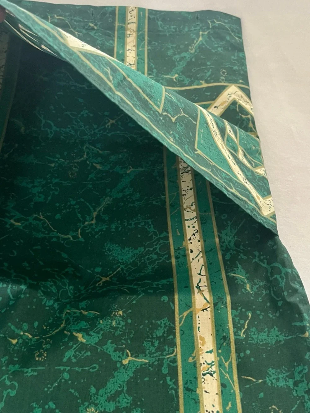 Vintage Green & Gold Marble Shower Curtain Towels & Curtain Hooks Set